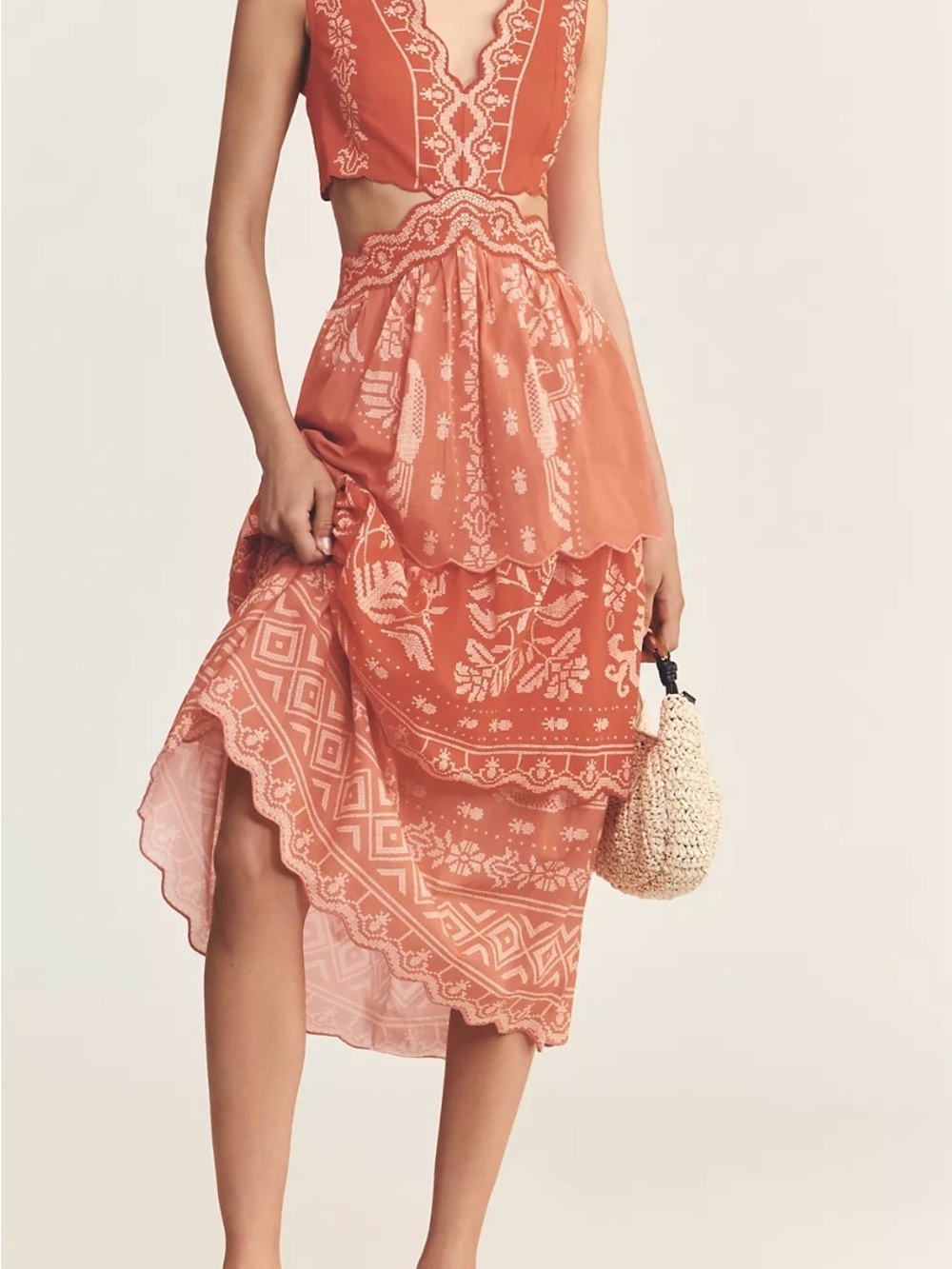 Farm Rio x Anthropologie Eyelet Tiered Ruffle Midi Dress - Picture 4 of 12